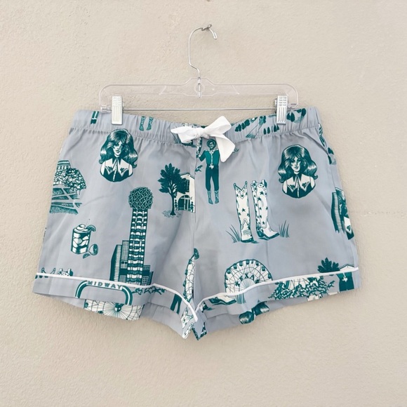 Katie Kime Dallas Toile Pajama Short Set Large Cotton Sleepwear Lounge Classic - Picture 11 of 14